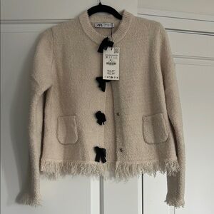 Zara Cardigan with Black Bows Size M NWT